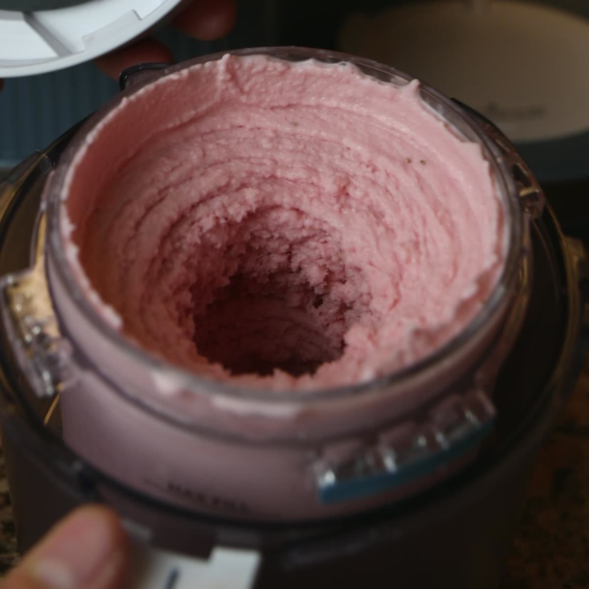 Strawberry ice cream churned with K-Frost