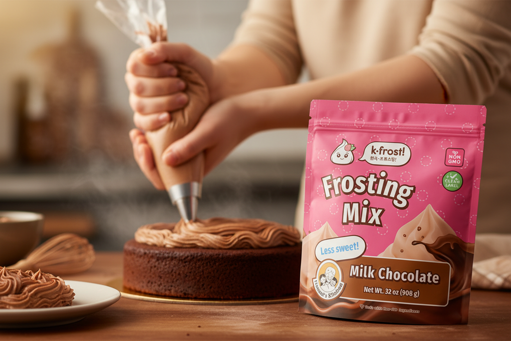 K-Frost Milk Chocolate in Use - Piping Frosting Action Shot